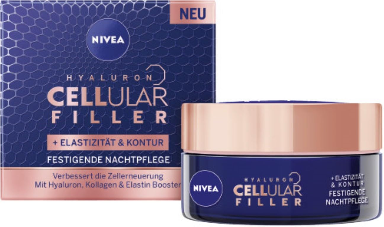 NIVEA Cellular Expert Lift Multi-Effekt Anti-Age Nachtpflege, feuchtigkeitsspendende Nachtcreme für eine jünger aussehende Haut, Anti-Age Gesichtscreme mit Hyaluronsäure (50 ml)