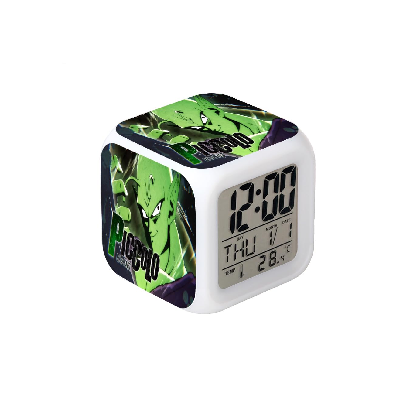 3＂Desk & Shelf Clock Namekian Piccolo Green Digital Alarm Clock with Led Lights Plastic Table Clock for Kids Teenagers Adults Home/Office Decor