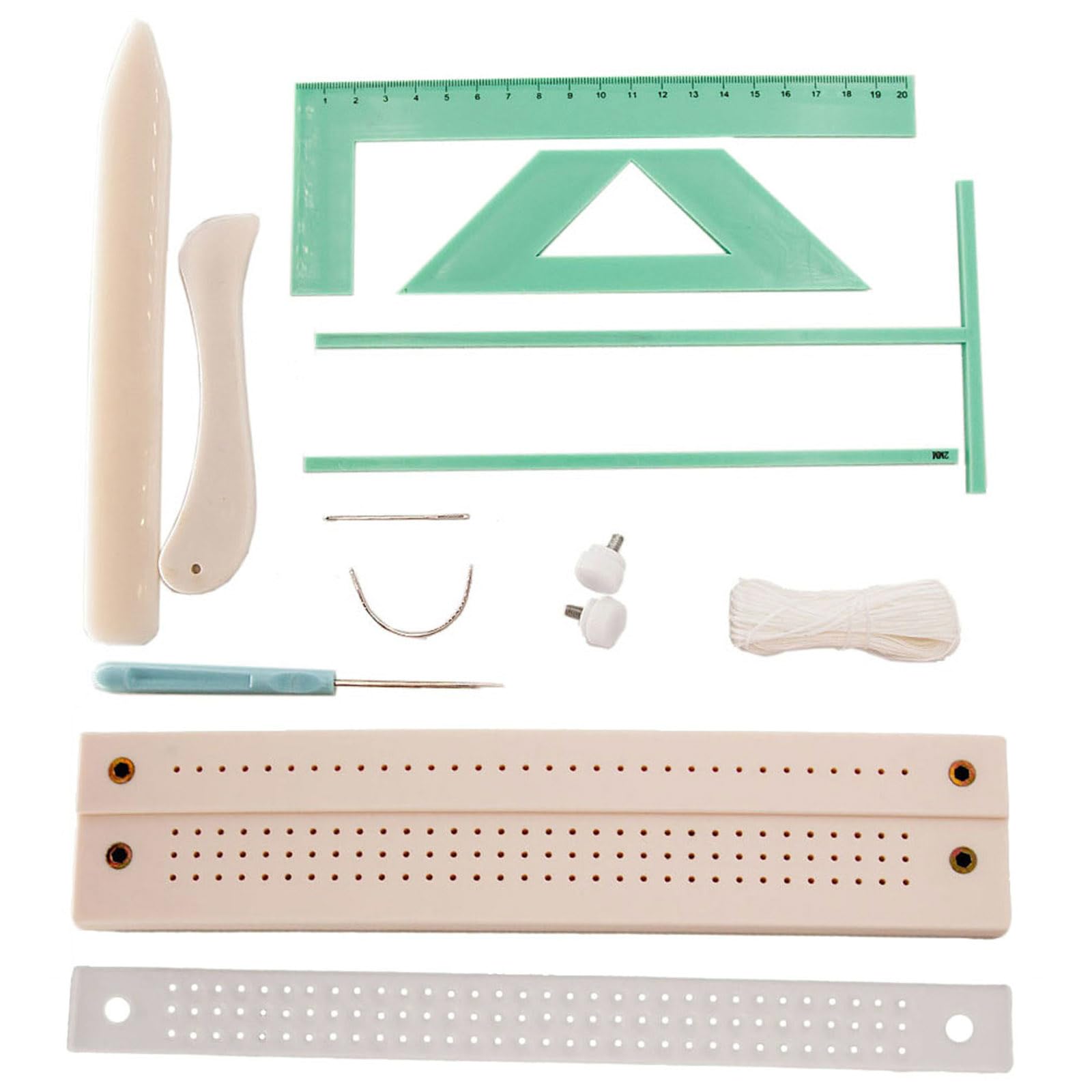 Set di righelli per rilegatura, kit per rilegatura, distanziatore, strumento per scrapbooking, con strumento per rilegatura, ago e filo da cucito