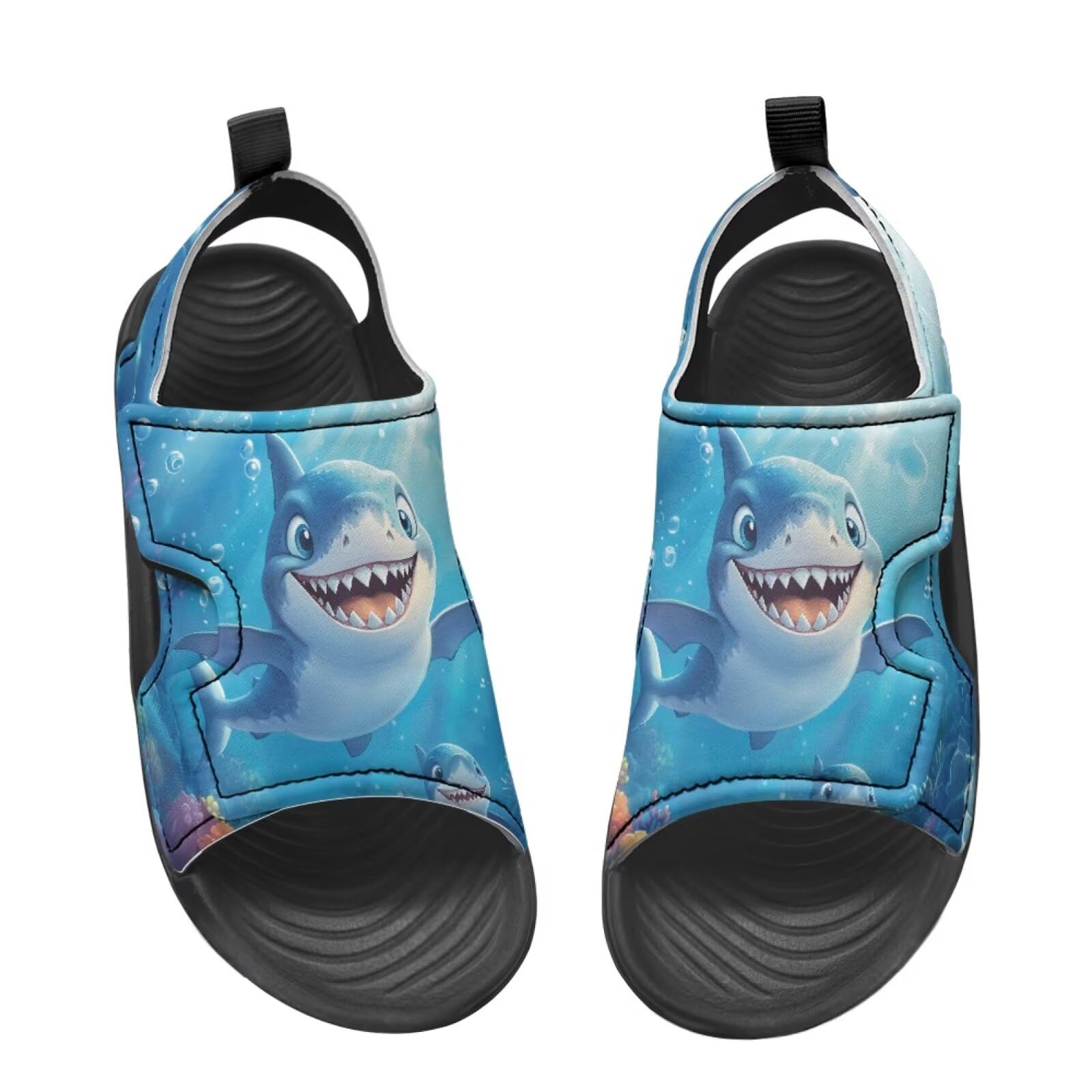 Pointodoor Boys Cartoon Shark Sandals US 12.5 Kids Sport Water Shoes Causal Summer Hiking Outdoor Sport Sandals for Toddler/Little Kid/Big Kid
