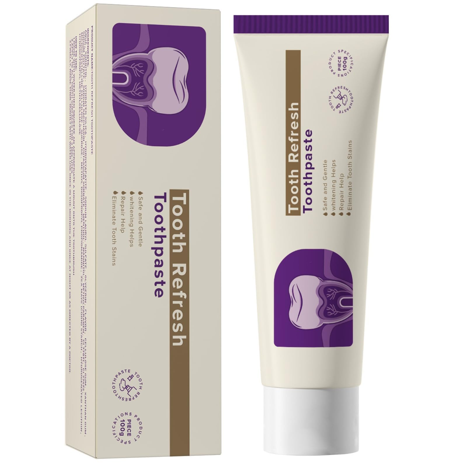 Tooth Refresh Toothpaste Fresh Breath Whitening Toothpaste Natural Oral Care Enamel Repair Helps Remove Coffee Tea Wine Stains