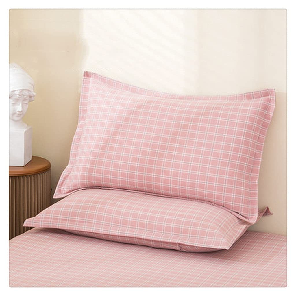 MFJGHU Northern Europe Grid Cotton Pillowcase Wrinkle Craft Super Soft Fall Sleep(Style C)