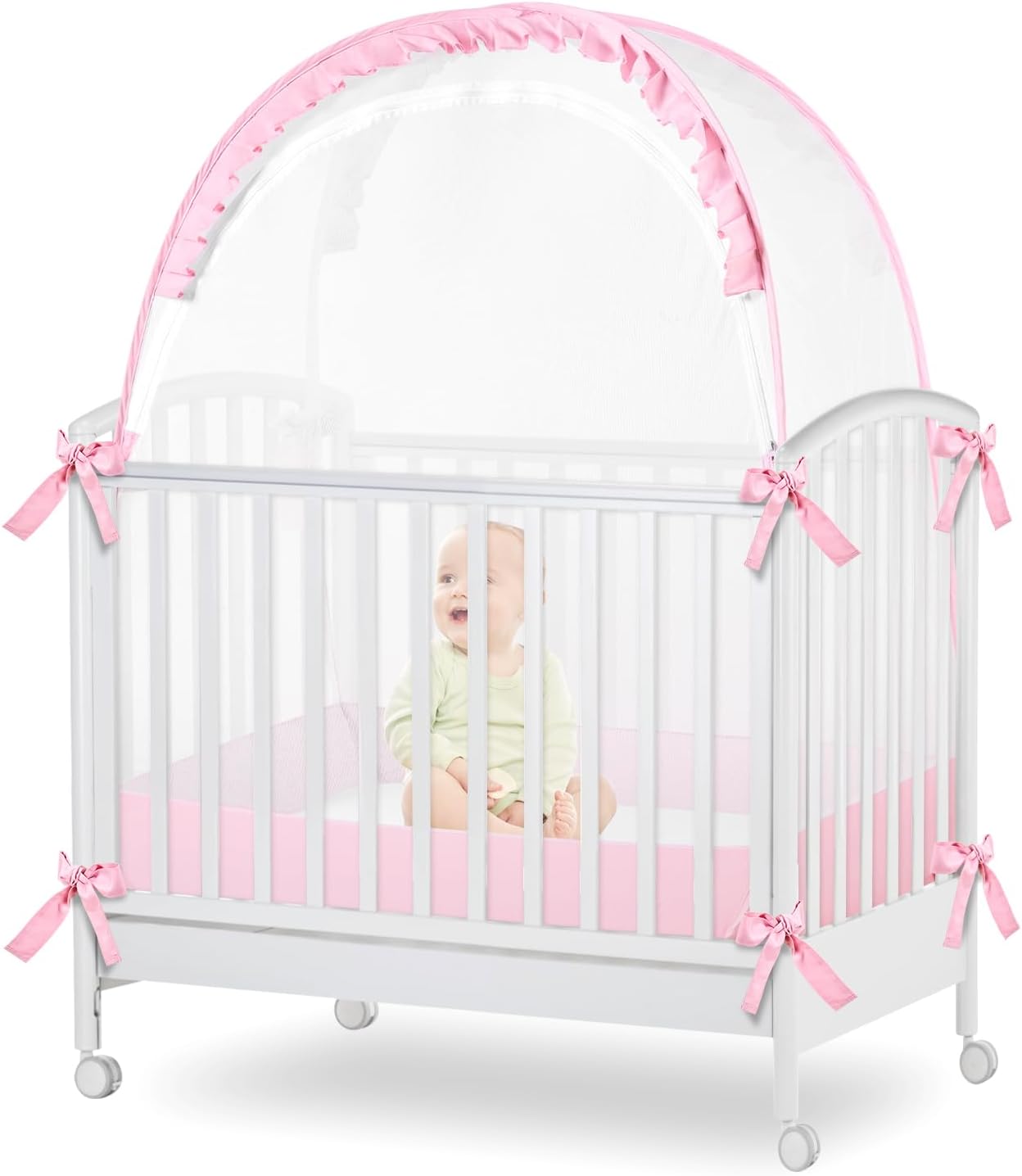 JOINSI Baby Crib Pop up Tent Infant Safety Mesh Cover Net Canopy Cover to Keep