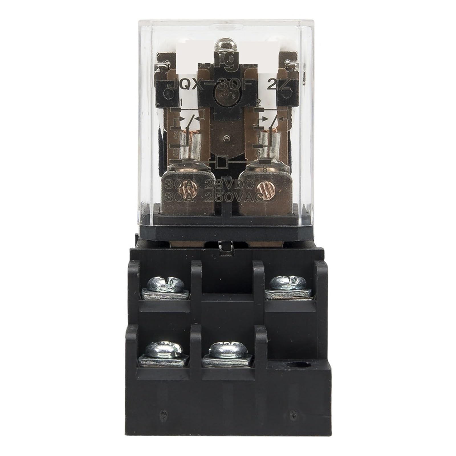Relé electromagnético JQX-30F 30A con base de zócalo, relé de alta potencia JQX-30F-2Z CA 220 V 110 V 24 V 12 V(24VDC)