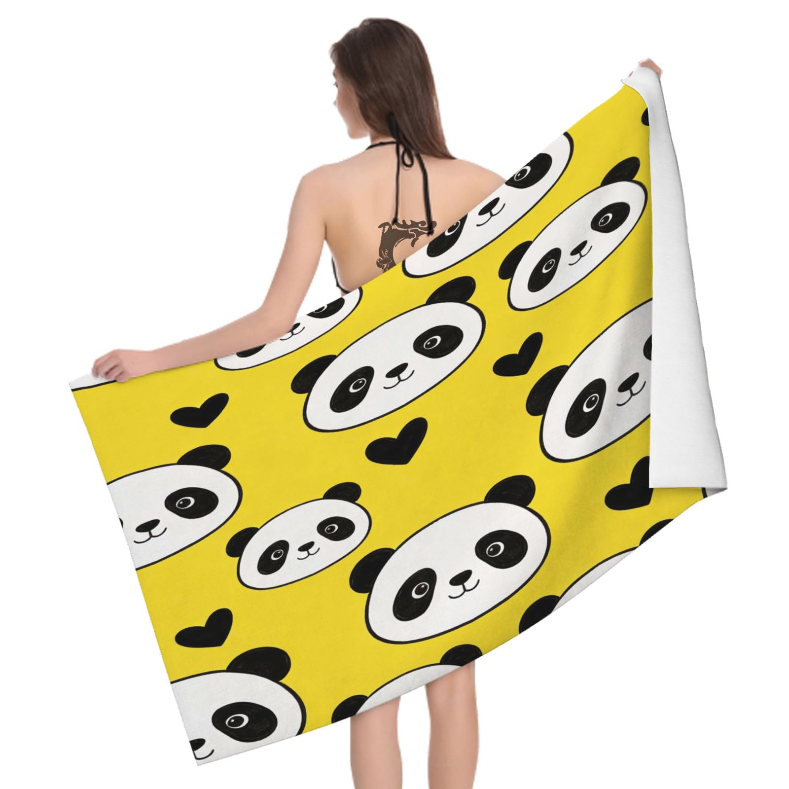 Leichong 3D Panda Beach Towel Large Microfiber Soft Quick Dry for Adults, Cute Lovely Bath Towel Lightweight Soft Absorbent for Travel Swimming Pool Sports, 80 x 160 cm