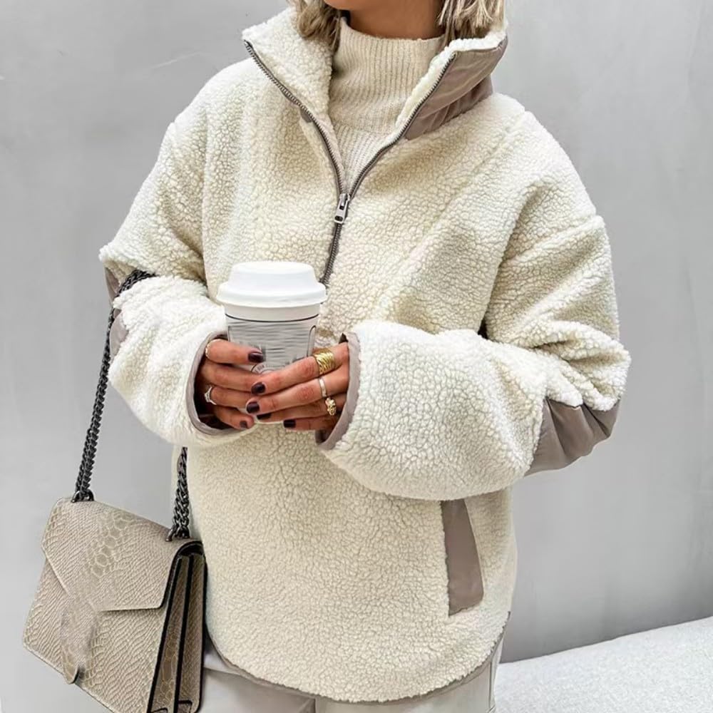 JCVBN - Sudadera de felpa suelta con cuello alto para mujer, ropa de forro polar de moda para otoño e invierno