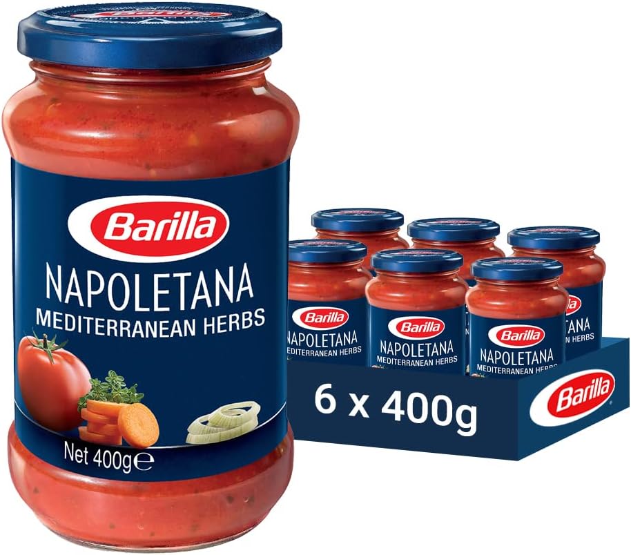 Barilla Pasta Sauce - Napoletana 400 gm, Non - GMO Project Verified, Vegan, Gluten free, No added Colour or Presevatives (Pack of 6)