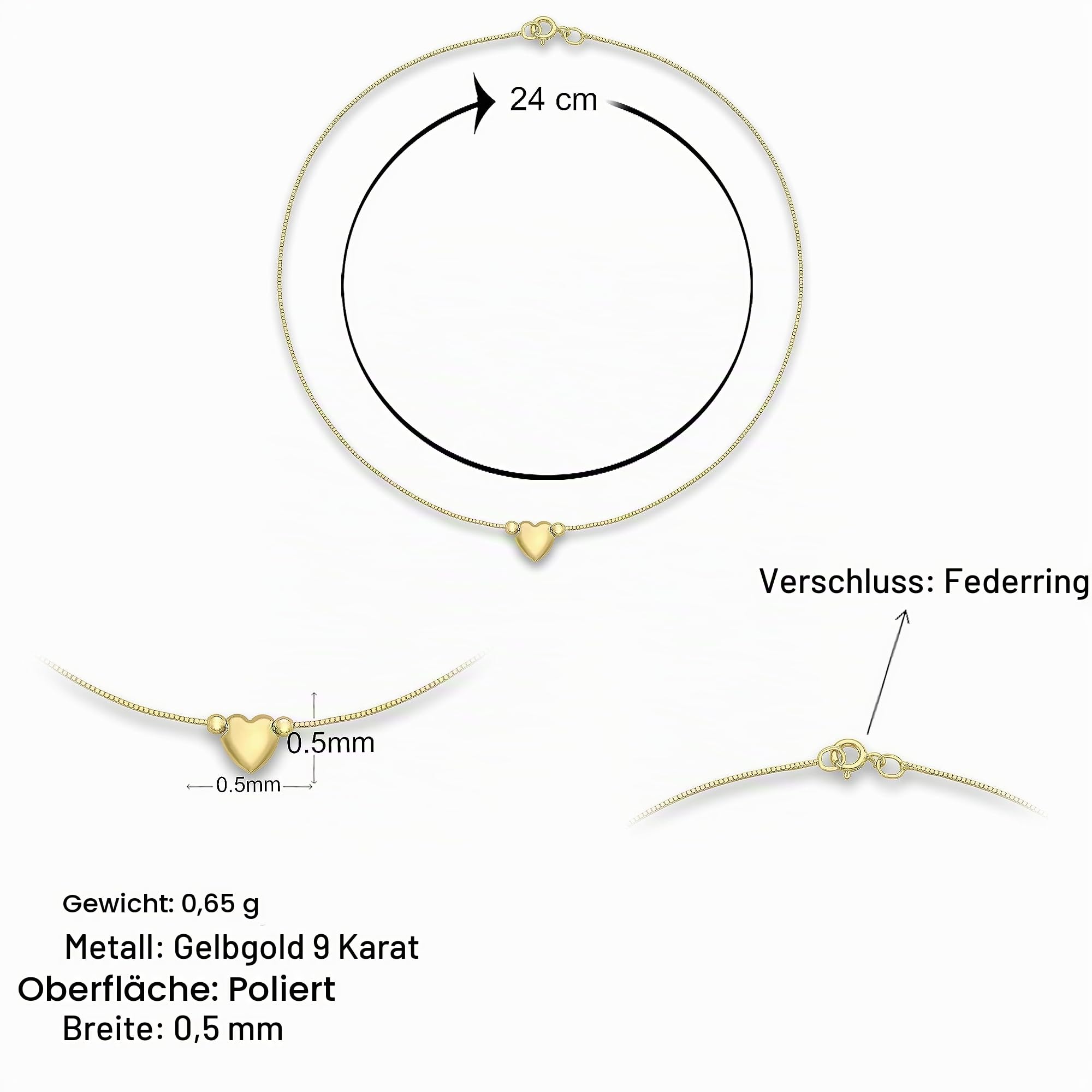CARISSIMA Damen-Fußkette 9 Karat (375) Gelbgold 24 cm