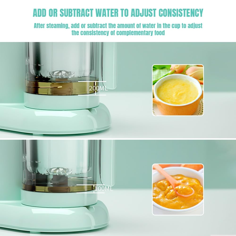 Robot Cuiseur Mixeur pour Bébés, Mixeur bébé Multifonctions avec Panier Vapeur Lame en acier Inoxydable 304 pour la Préparation de Purées Maison et de Fruits pour Bébé, Sans BPA