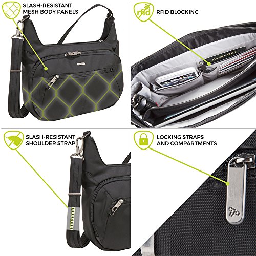 Travelon Anti-Theft Concealed Carry Hobo Messenger Bag, Black3