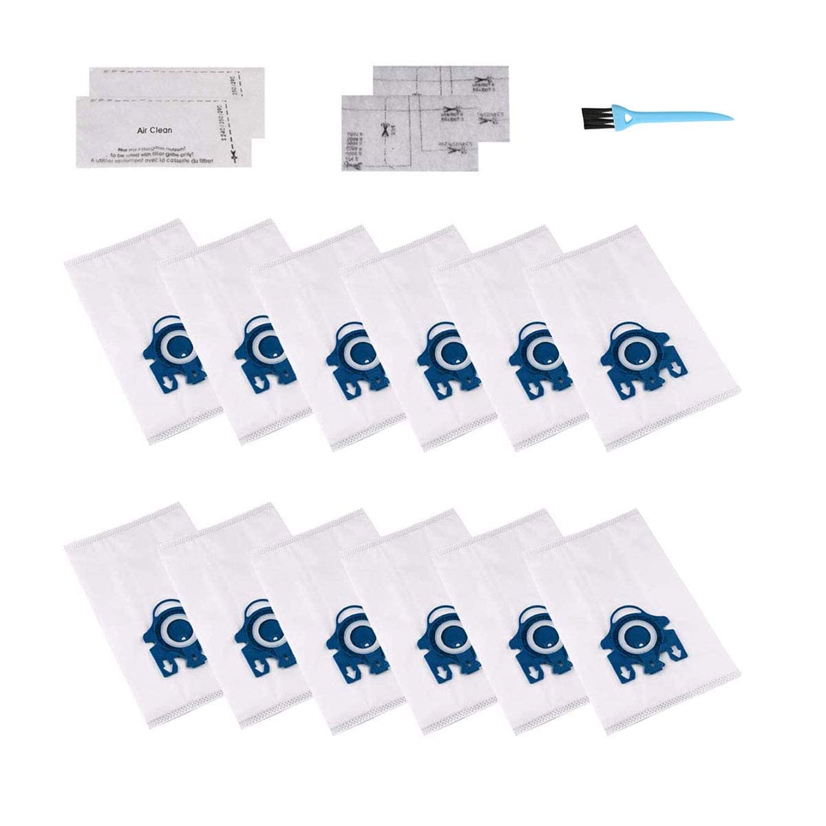 MAKINGTEC Airclean 3D Efficiency GN Dustbags for Miele - Replacement Bags for GN Models, Accessories (12 Bags + 4 Filters + 1 Cleaning Brush)