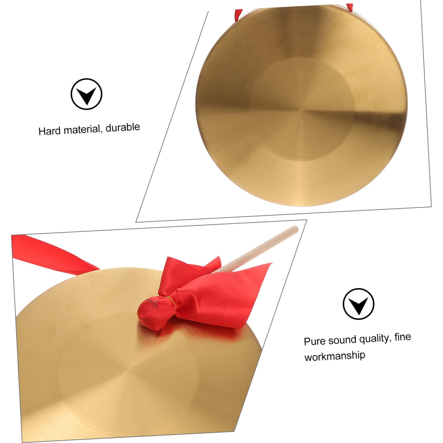 Gong de Mano de Cobre Dorado, 1 Juego de Percusión Infantil | Martillo Incluido, Aleación de Acero y Cobre, Mango Ergonómico para Sujeción Cómoda, Estilo Creativo Estilo Aleatorio