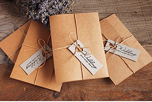Kraft Pocket Wedding Invitations, Rustic Wedding Invites Custom Wording Print - Set Of 50 Pcs #TOP4