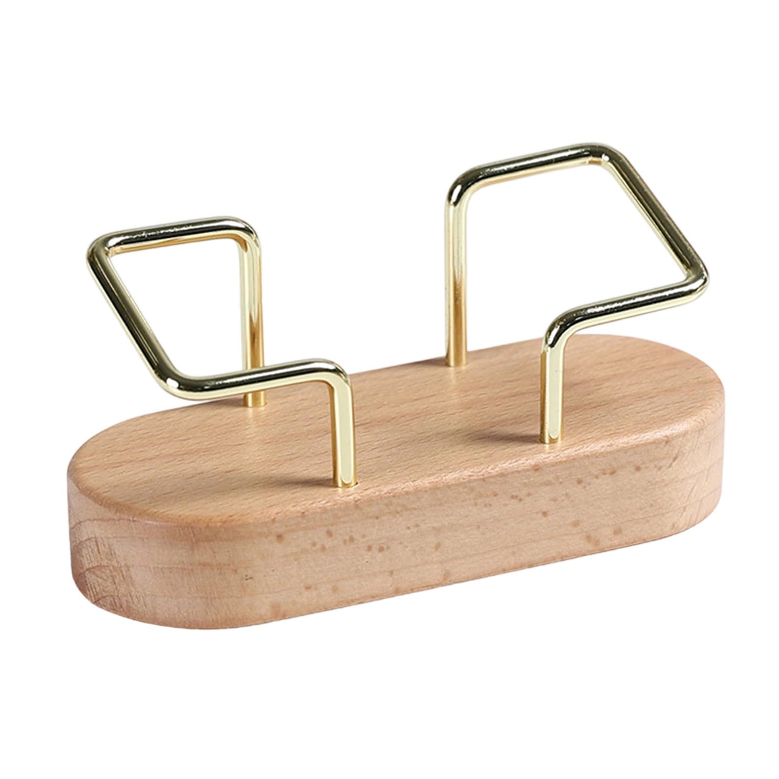 Hsioluted Beech Rounded Corner Sturdy Metal Business Card Display Rack With Dual-Slot Design For Reception Desk Tabletop Home Organization Storage Business Card Display Rack