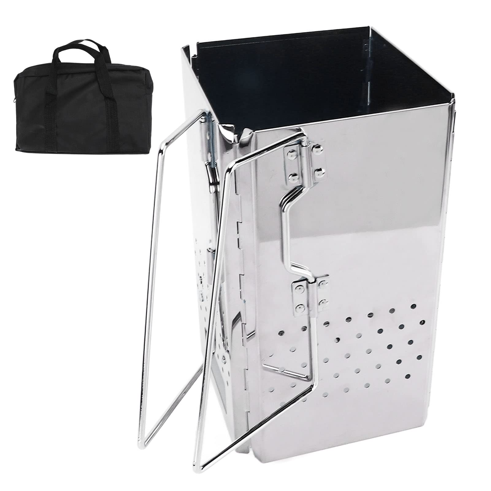 Anzündkamin, Rapidfire Starter - Groß (29cm Höhe) BBQ-Holzkohlegrill, Camping-Barbecue-Grill Grillanzünder, Edelstahl-Klapp-BBQ-Grill, Camping-BBQ-Grill für den Außenbereich Geschenk zum Valentinstag