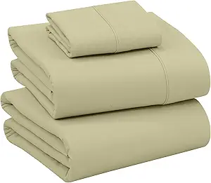 RUVANTI 100% Cotton Twin Sheets Set, 3 Pieces, Soft & Breathable Percale Weave Bedding, Deep Pocket 16", Hotel Standard, Crisp Cool Feel, Durable, Perfect Dyed Bed Sheet, Sage Green