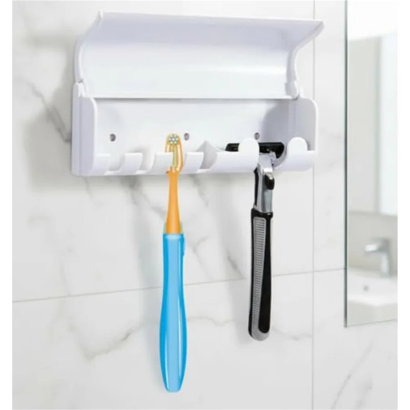 Porta Spazzolini Da Parete Portaspazzolino da parete 5 slot | Con coperchio adatto for spazzolini elettrici, piastrelle adesive lisce