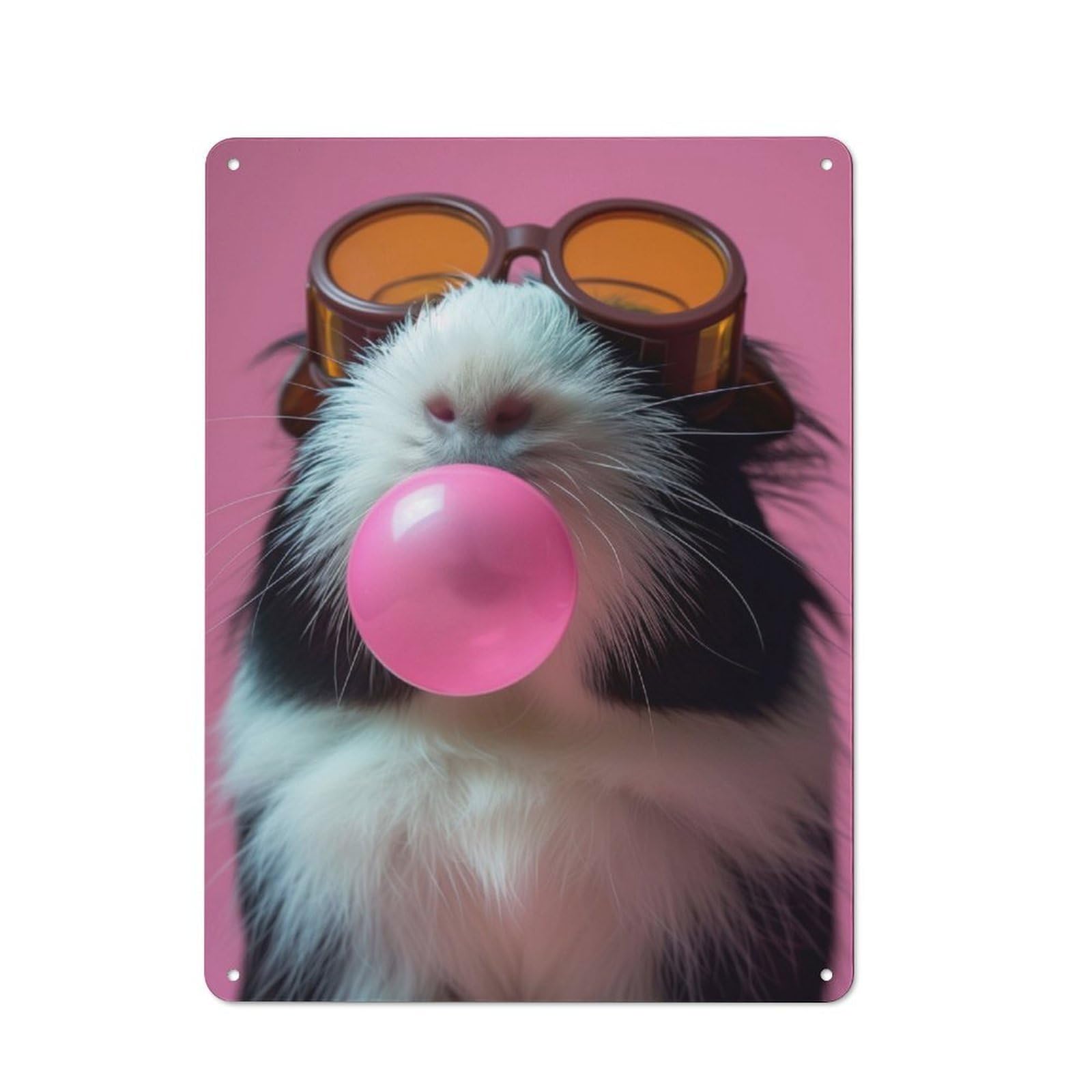 Junmoney Guinea Pig Bubblegum Retro-Style Metal Wall Sign 40X30cm For Pub Or Café, A New Home Present For Hospitality Wall Decor Collectors