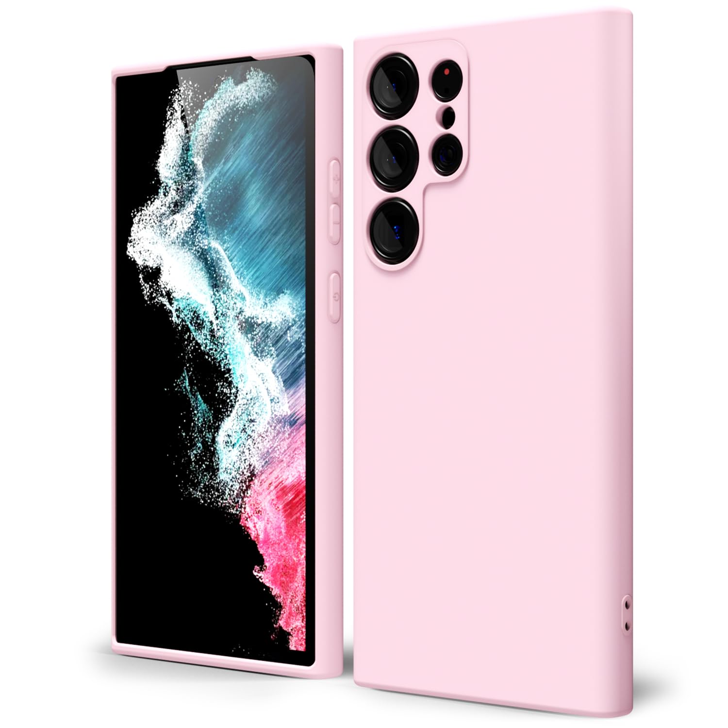 oakxco for Samsung Galaxy S24 Ultra Phone Case Liquid Silicone, Neon Bright Solid Color, Thin Slim Soft Rubber Gel Matte TPU Plain Simple Cover for Women Girl Cute, Hot Pink Fuchsia — view 131