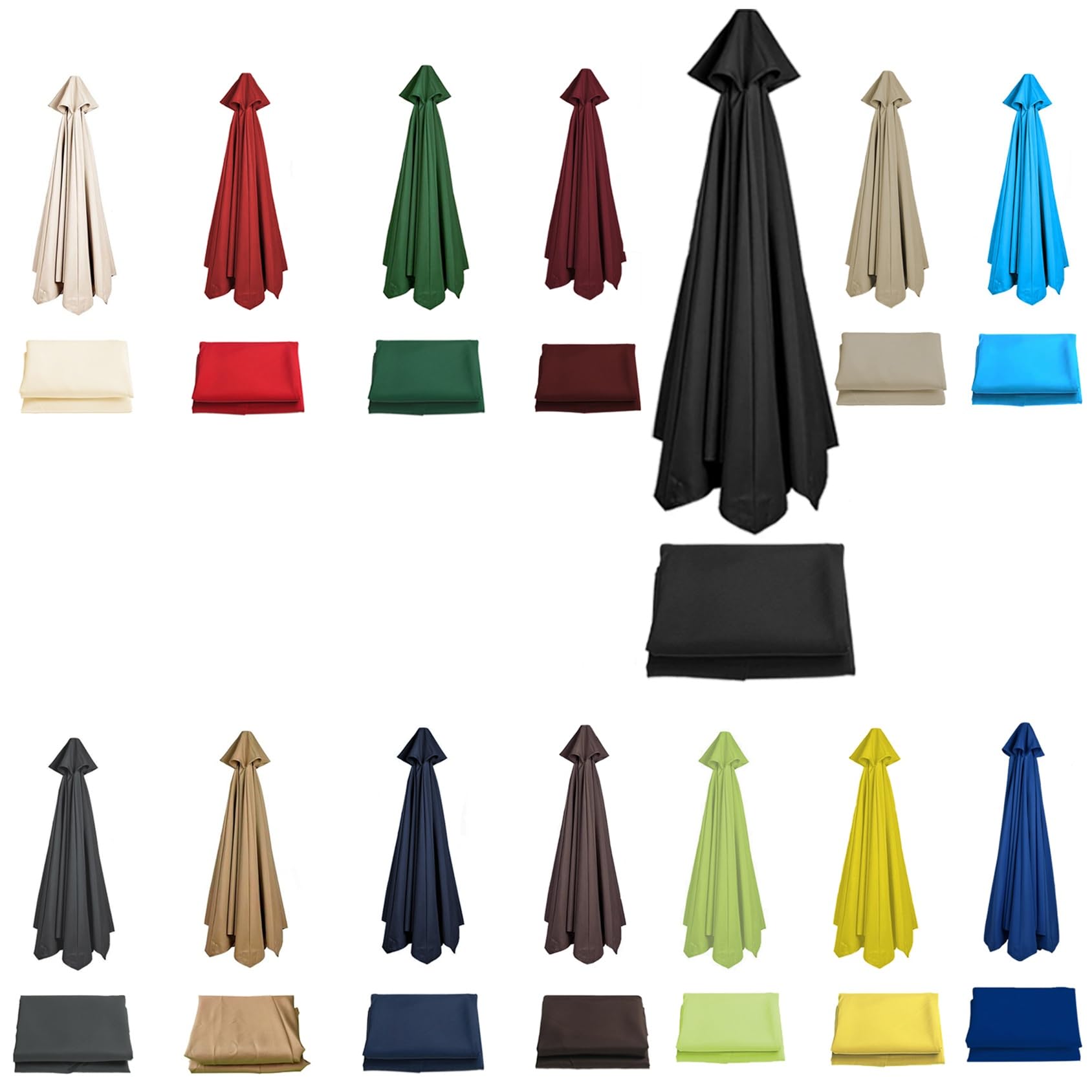Sun Umbrella Replacement Cloth Parasol Umbrella Replacement Canopy Cover 6 Arms 8 Arms Replacement Parasol Fabric Canopy For Standard & Cantilever Parasols 200cm/270cm/300cm(Color:Black,Size:2.7 m-8 A