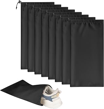 8 Pcs Single Shoe Bags for Travel with Drawstring,18"X9",Black