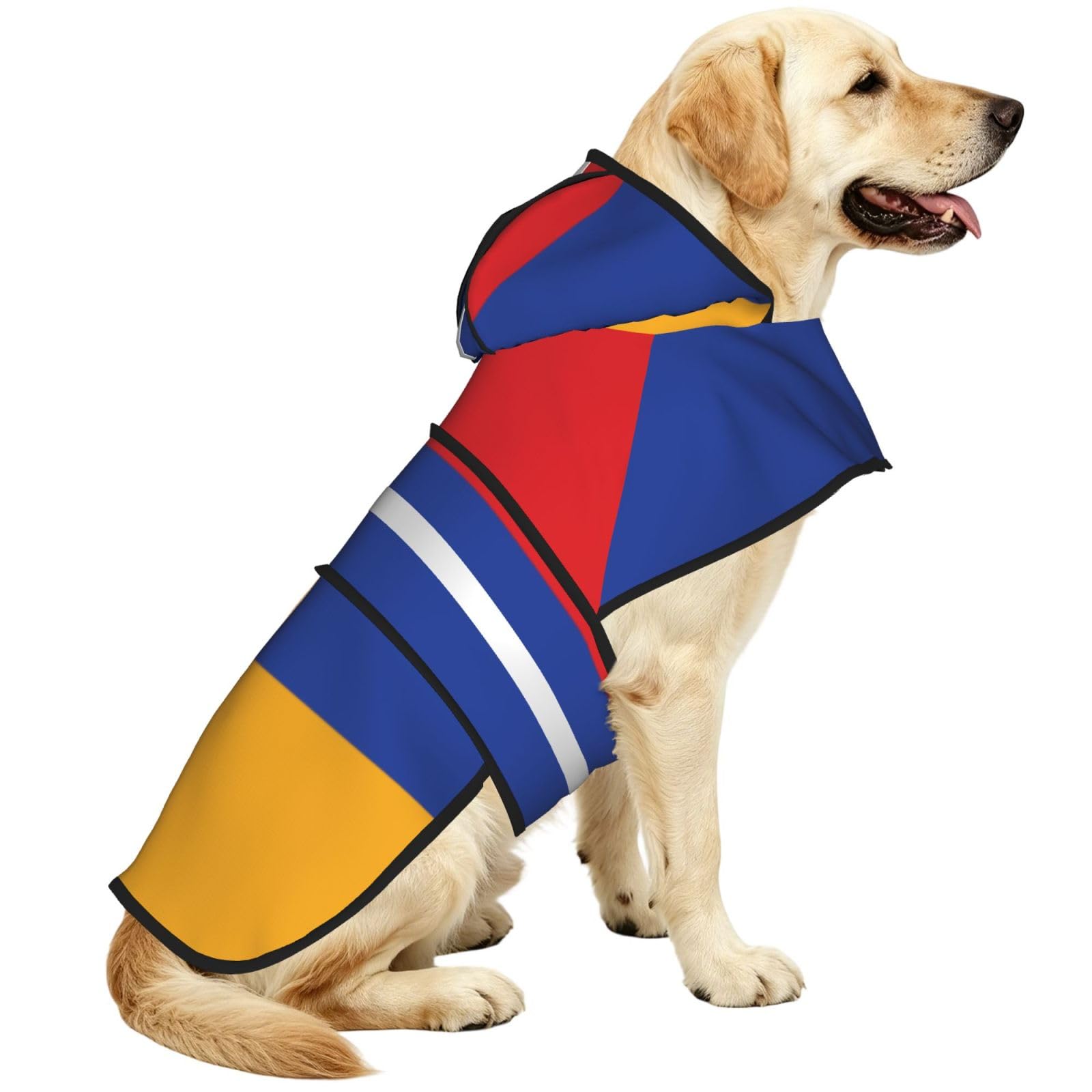 Flag Of Armenia Waterproof Dog Raincoat And Rain Jacket With Hood, Reflective Strips And Adjustable Belly Strap, Fits Small To Large Dogs