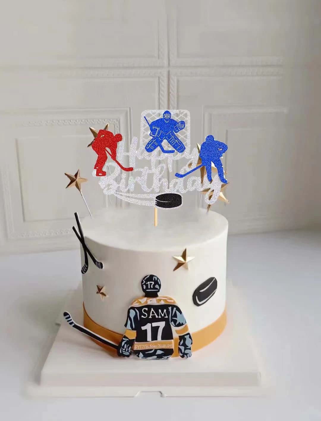 1 Décoration De Gâteau De Hockey « Joyeux Anniversaire » - Décoration De Gâteau Pour Joueur De Hockey - Accessoire De Fête D'anniversaire Pour Garçons Et Filles