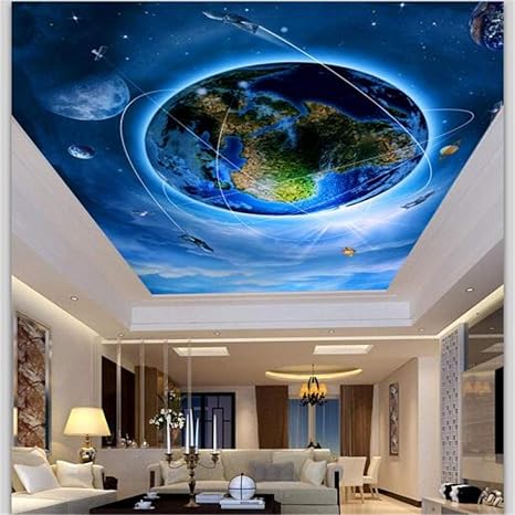 Amazon Hhkkck カスタム三次元肖像画壁紙3d美しい地球パターン天井壁紙和らげられたpapel 1x100cm 壁紙