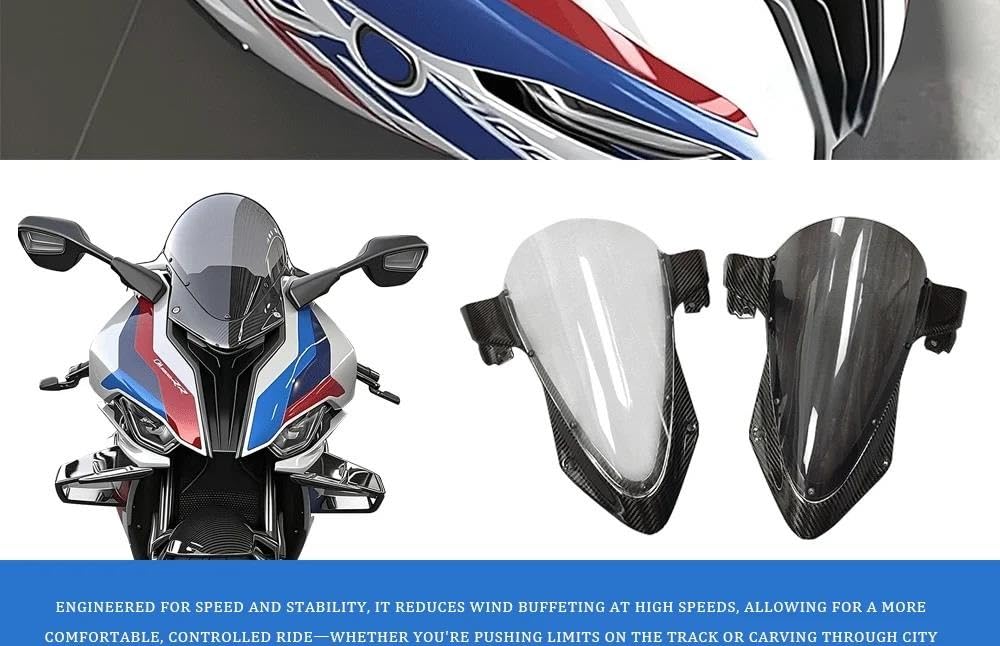 Do BMW S1000RR 2019-2024 Szyba Przednia Z Włókna Węglowego, Deflektor Wiatru Motocykla, Akcesoria Przedłużenie szyby motocykla(2)