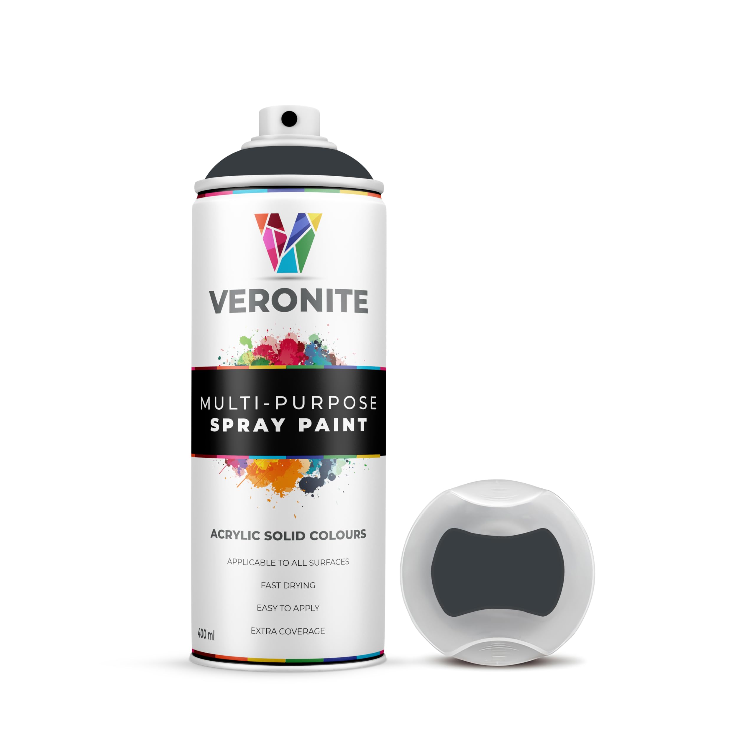 Veronite® 1 x Spray Paint 400ml - Gloss Anthracite Grey for Metal, Plastic, Wood, Glass & Furniture - Scratch & Impact Resistant - Ultra Adhesion/Coverage - RAL 7016