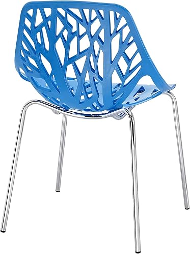 Miniatura 4 de Modway Stencil Modern Apilando Dos Sillas de Cocina y Comedor en Azul