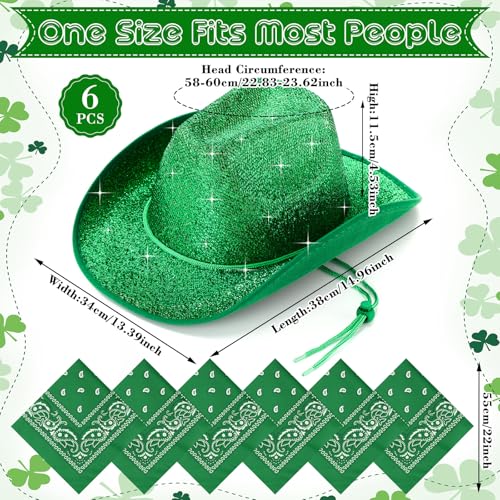 Image of Coume 12 Pcs Sparkly Adults Cowboy Hat and Bandanas Women Men Western Glitter Cowgirl Party Hats with Adjustable Drawstring