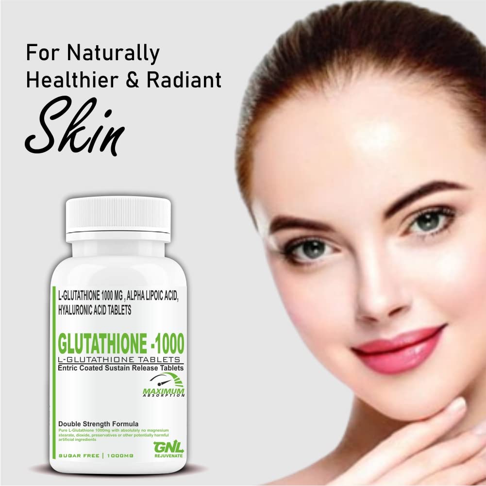 glutathione glu tru GNL Glutathione Tablets 1000mg For Skin, L Glutathione With Alpha Lipoic  Acid, Hyaluronic Acid, Biotin, Vitamin C, B12, Grape Seed And Superfood  Extracts -60 Tablet : Amazon.in: Health & Personal Care
