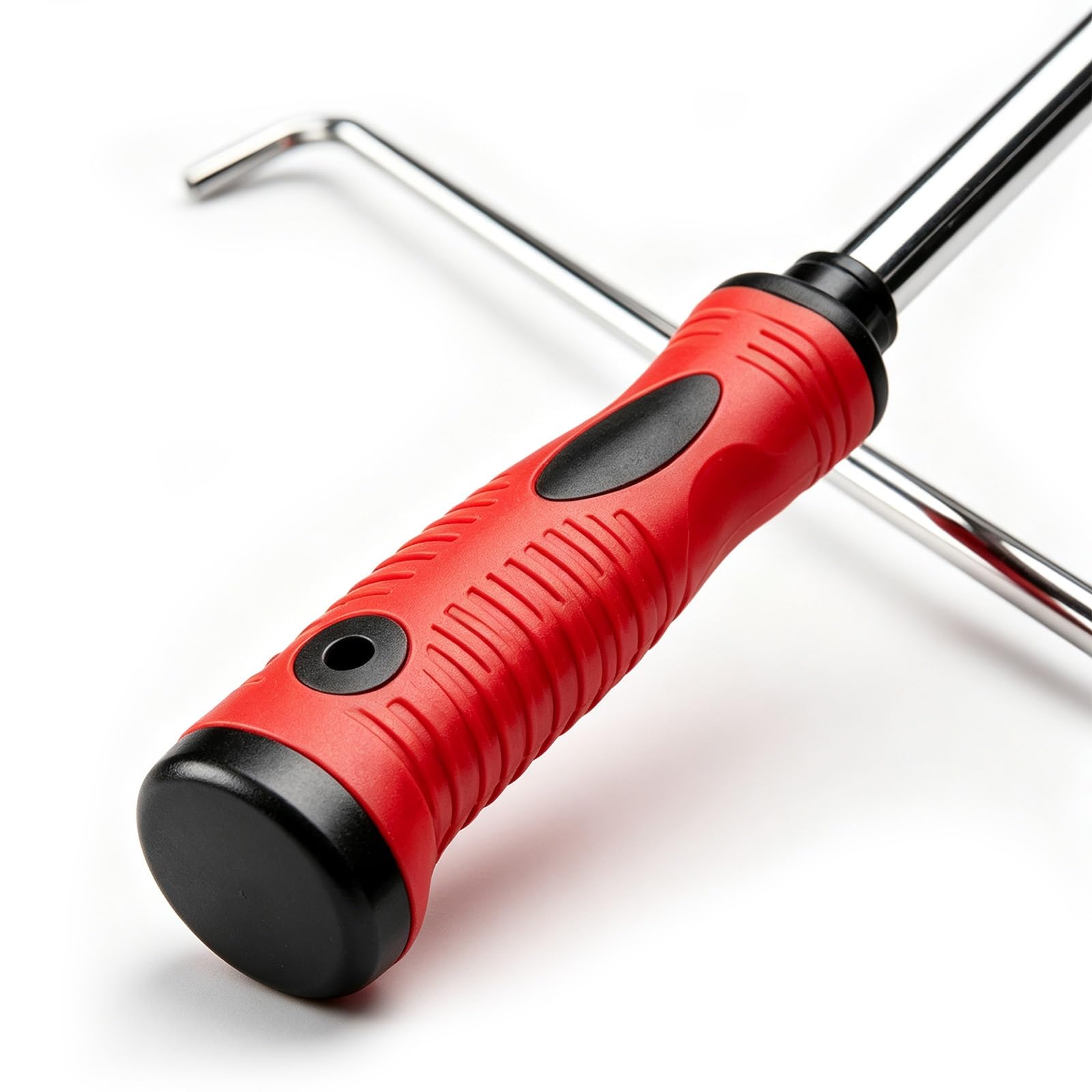 Paquete de 2 Ganchos en Forma de J romos de 15-3/4 a 39-3/8 pulg | Herramienta antideslizante de agarre suave de color rojo, opciones de eje de 5/16 y 3/8 pulg.(8mm/0.3in Thick,90cm/35.4in)