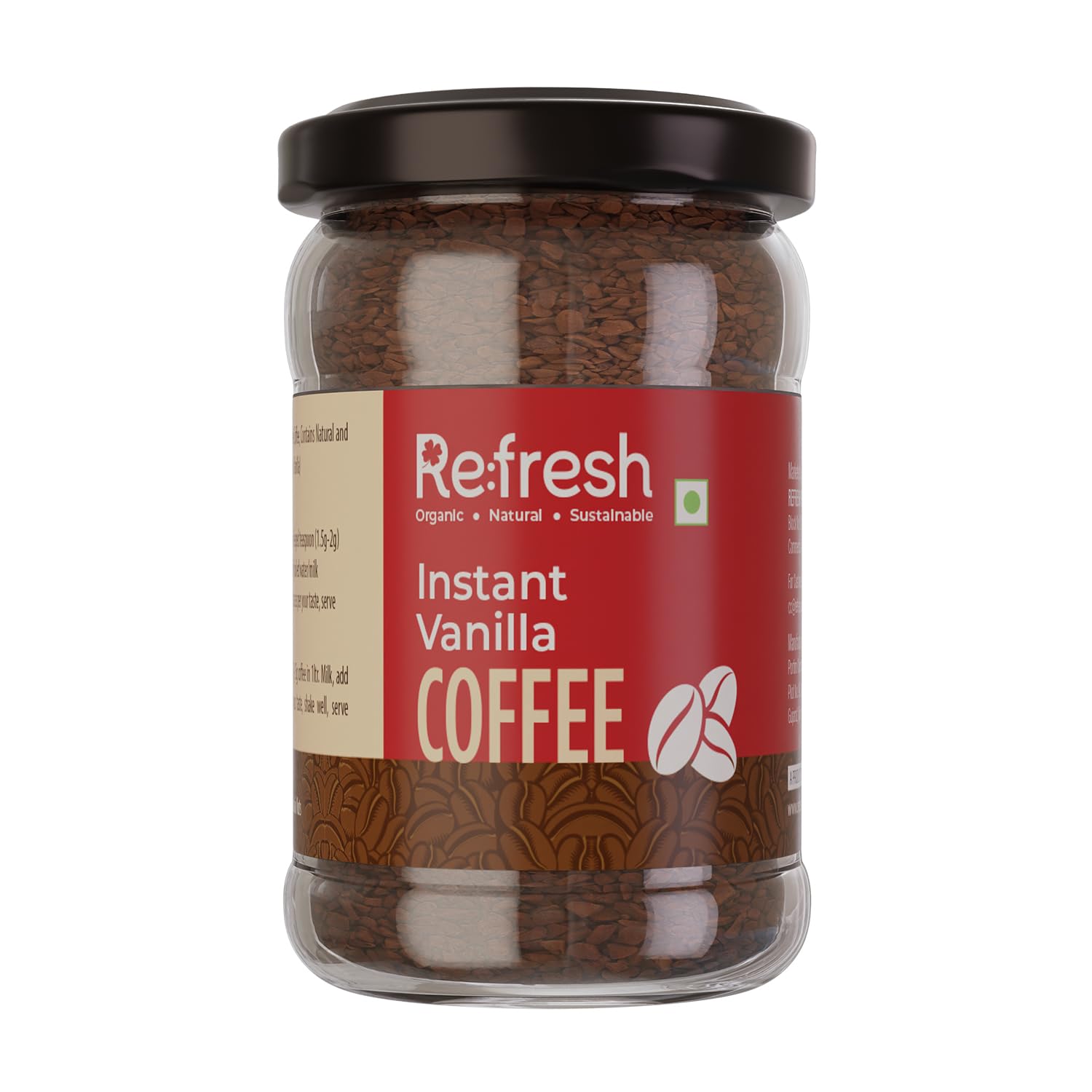 Refresh 100% Arabica Instant Coffee Granules (Vanilla, 25g) | Morning Brew | Strong Classic Instant Coffee | Chicori-free, Sugar-free
