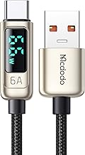 Mcdodo USB-Cケーブル 6A急速充電 出力スクリーン表示 Type-Cケーブル iPhone 16/15 Xperia/Galaxy/Pixel/Androidなど対応 高速データ転送 スマートデュアルチップ搭載 亜鉛合金外装 高耐久ナイロン編み タイプC ケーブル USB C充電コード スマホ・タブレット・ワイヤレスイヤホンなどUSB-C端末対応 シルバー 1.2m