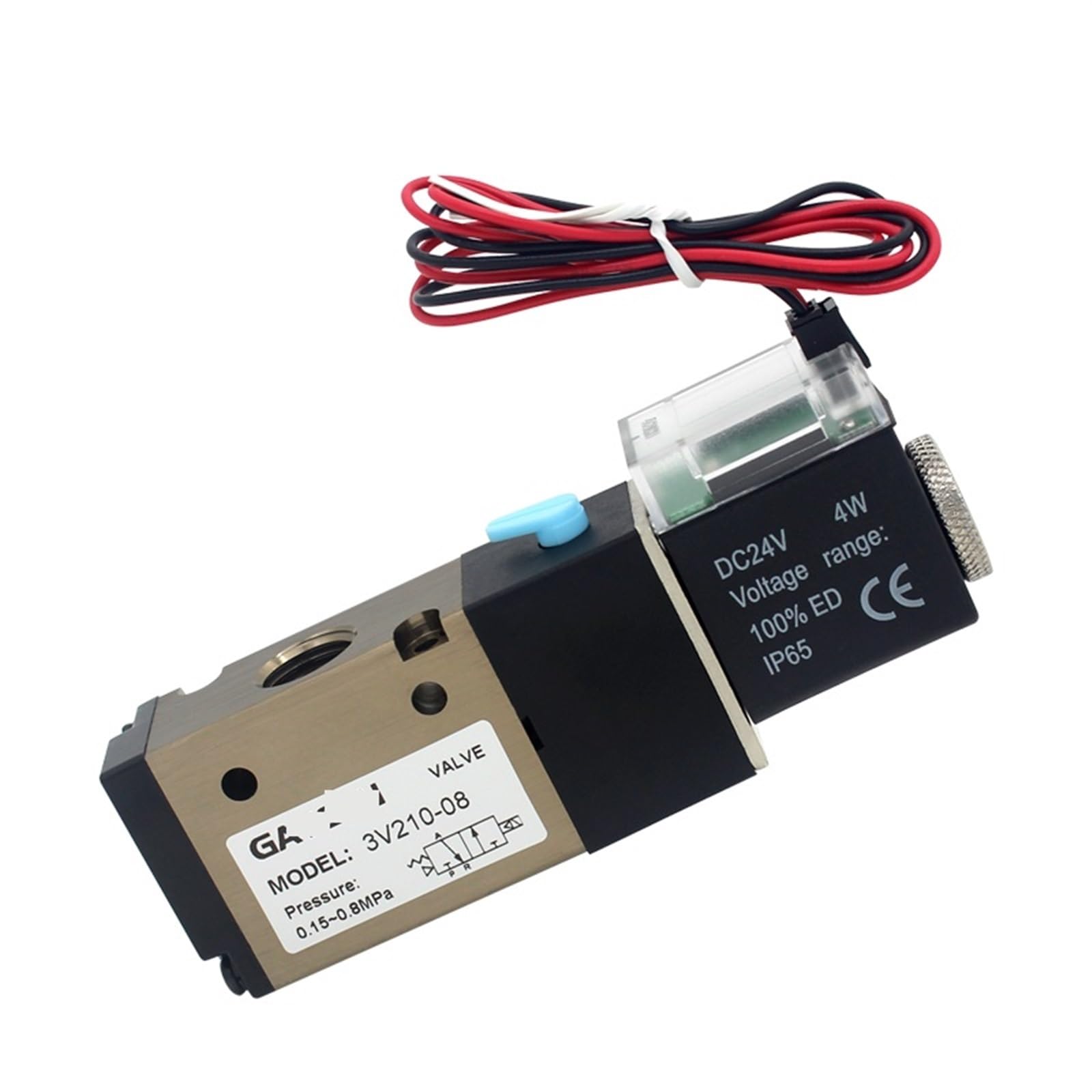 3-drożny 2-pozycyjny pneumatyczny zawór elektromagnetyczny powietrza 3V210-08 DC 12 V 24 V AC 220 V sterowanie elektryczne zawór magnetyczny gazu 1 szt. (8mm Fittings-02)