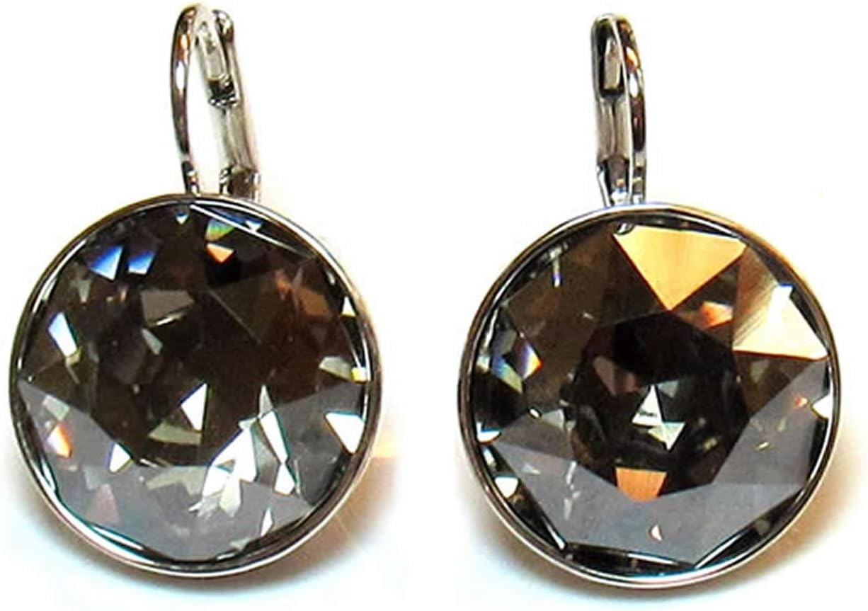 CP Large Bella Crystal Satin Rhodium Plated Earrings Made with Swarovski® Crystals