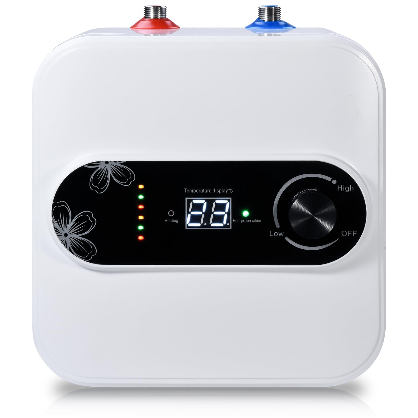 Lightasea White Mini Electric Water Heater, 1.5Kw 220V Under Sink Water Heater With 10L Water Tank, Instant Hot Water Ip4x Waterproof With Lcd Digital Display & Temperature Knob