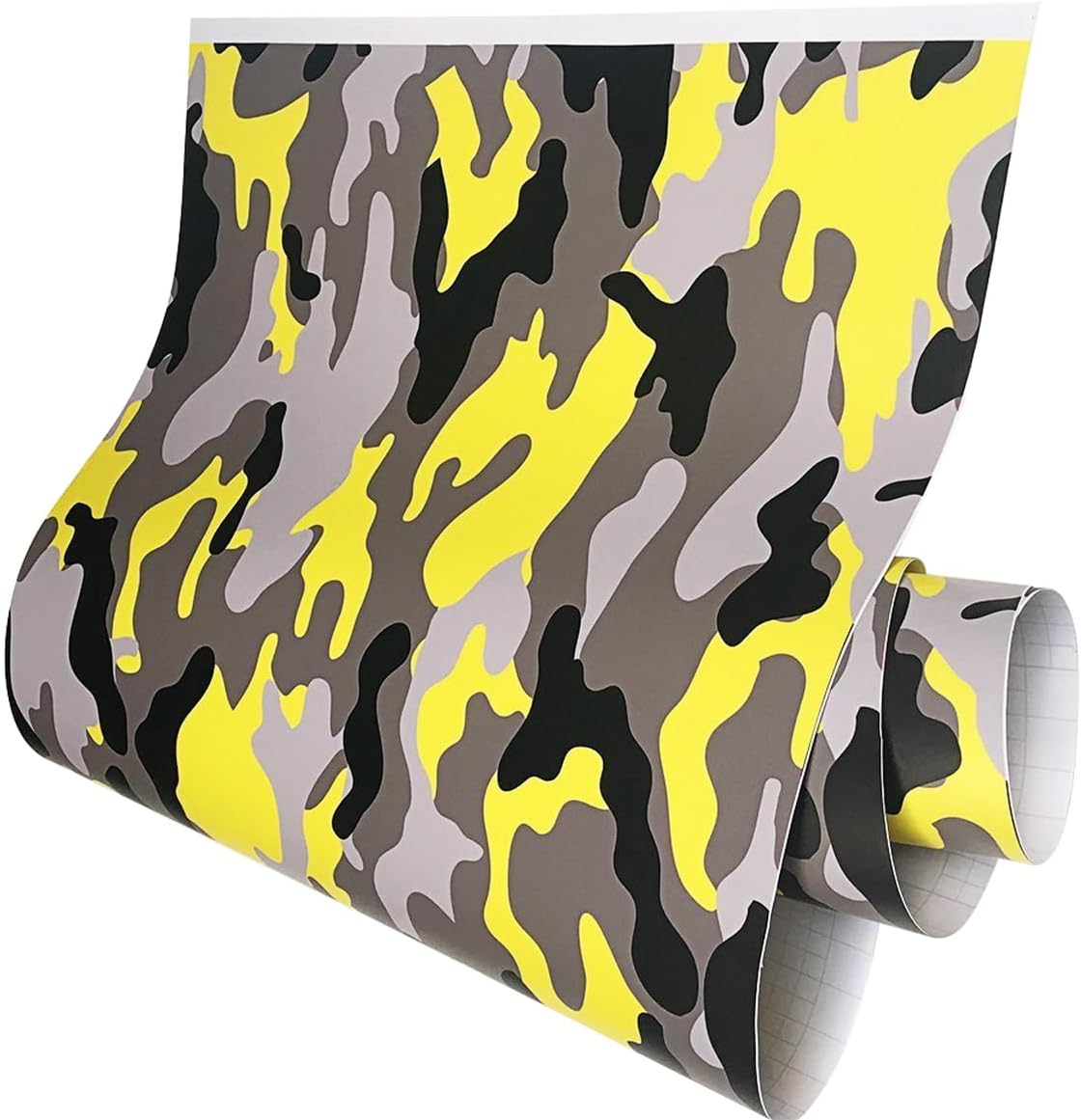 Camouflage Car Vinyl Wrapping Film, 19.69x118.11inch Self-Adhesive Air Release Car Decal for Bike Console Computer Laptop Skin Motorcycle Auto Exterior Interior Accessories, Yellow Black