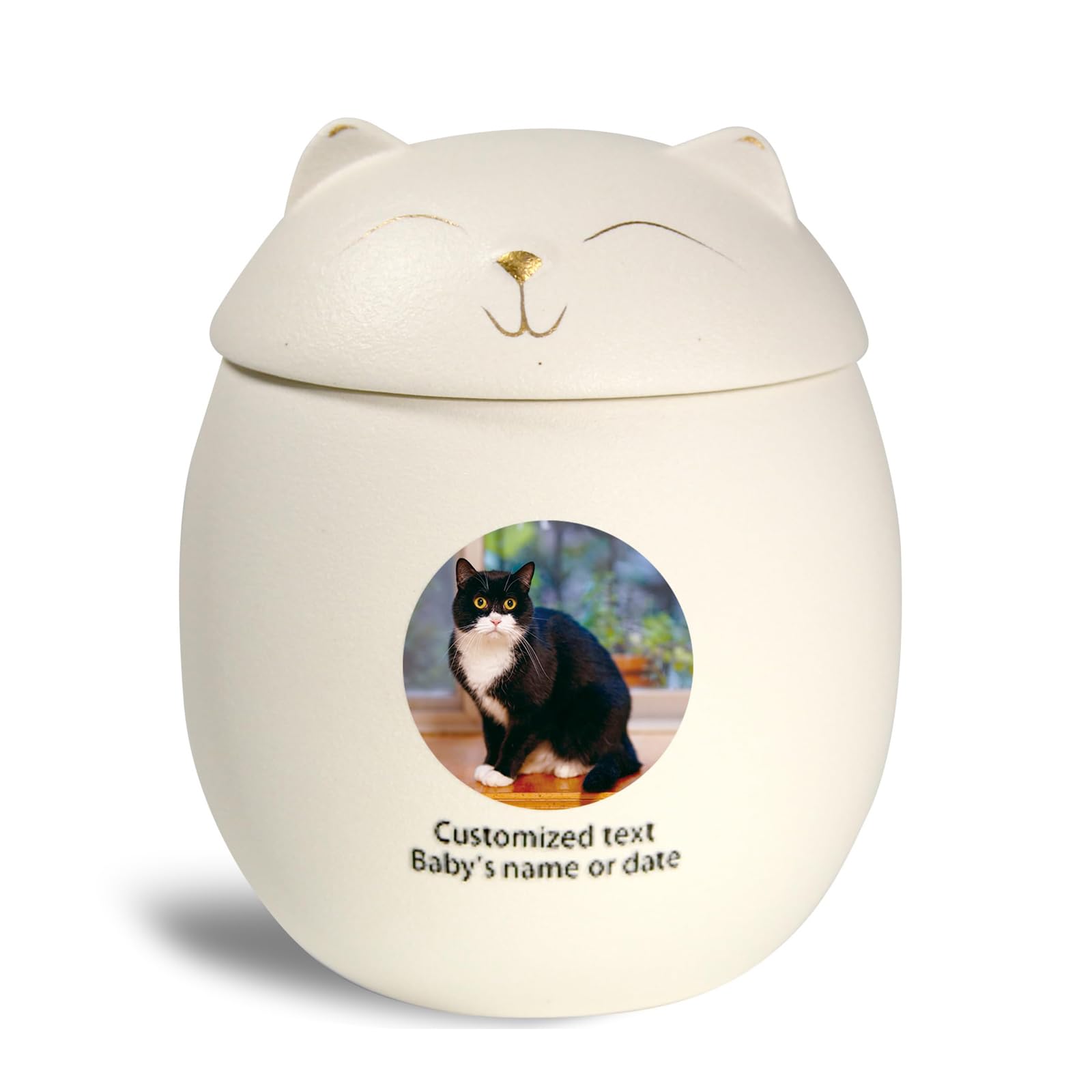 WXMYOZR Cat Urns for Ashes Personalized, Custom Pet Urns for Cats Ashes Ceramic Cat-Shaped Urn Pet Cremation Urns Cat Memorial Keepsake Urns,White,Little