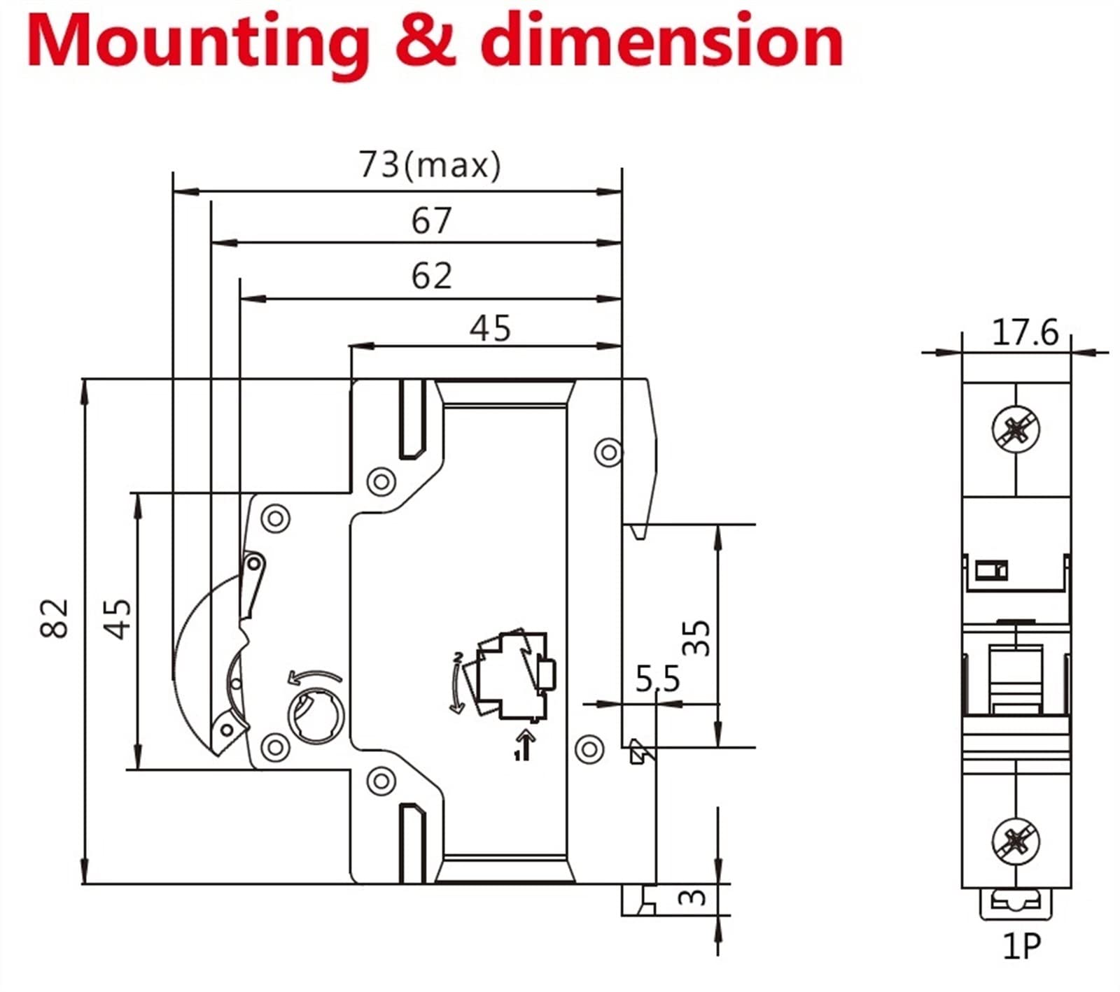 Mini wyłącznik jednofazowy 6A 10A 16A 20A 25A 32A 40A 50A 63A 220V/400V, Curve C, 1 szt. (25A)