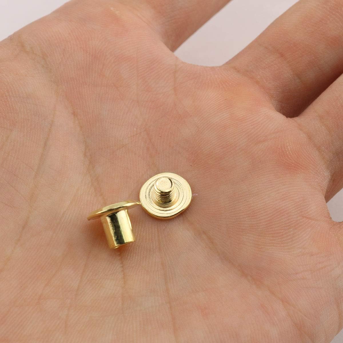 E-outstanding Phillip Chicago Screw 120sets 5x6mm Gold Chicago Screw Cross Head Phillips Drive Binding Screws Rivet Assembly Bolt for Book Binding DIY Leather Craft