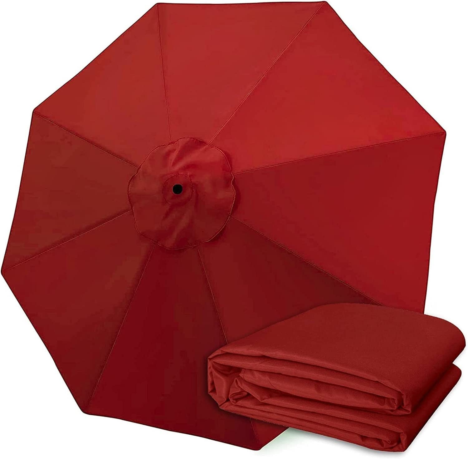 6 Rib/8 Rib Umbrella Replacement Parasol Cloth, (9ft/10ft) UV Resistant Waterproof Rip Resistant Polyester Fabric for Gazebo Garden Patio Backyard Pool Patio Market (Color : Red, Size : 2.7m (6-Ribs
