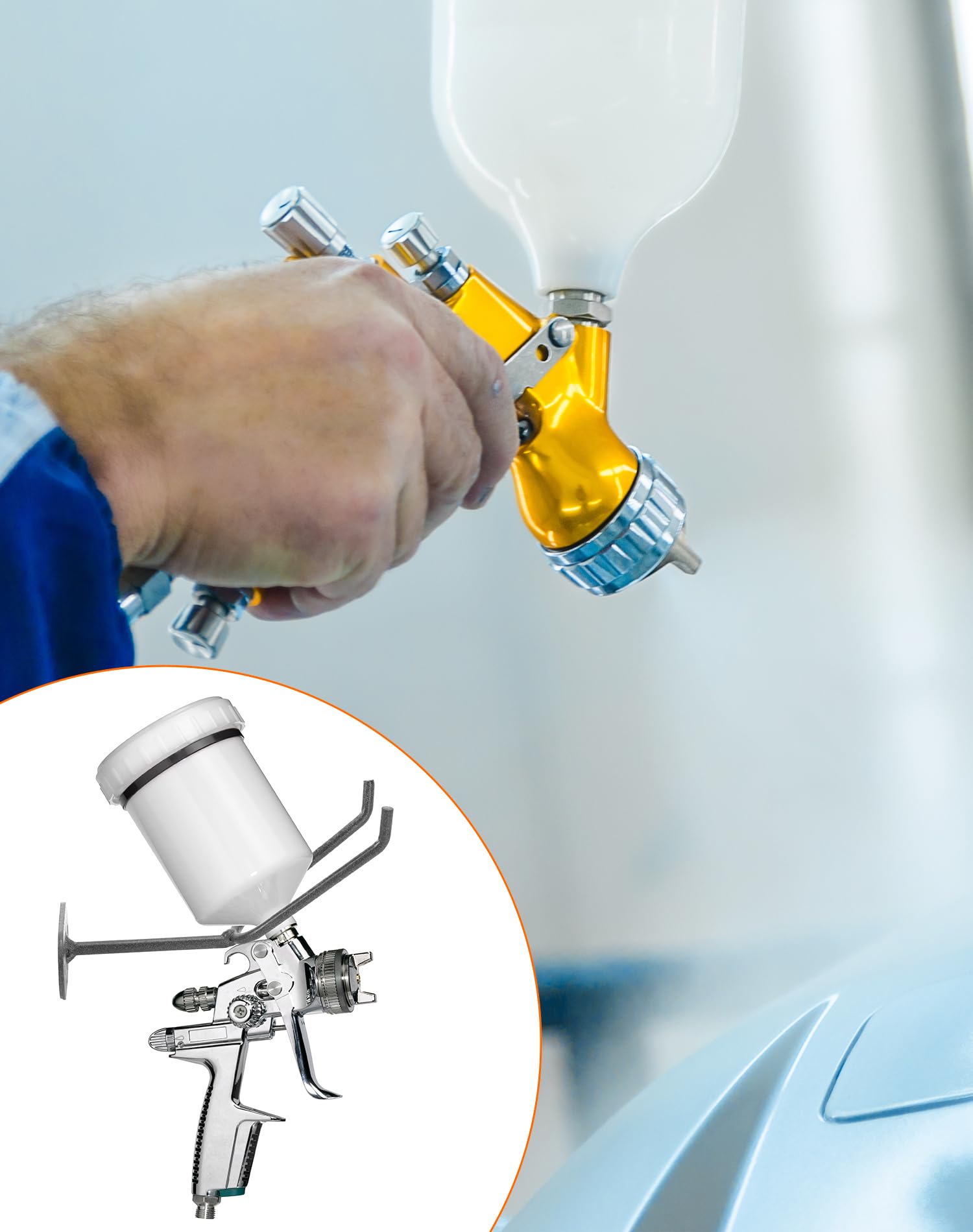 Benchtop Gravity Feed Gun Stand TCP Global Spray Gun Holder - Bench Top Gravity Feed HVLP Gun Stand For Auto Painting Bench Top Gravity Feed Gun Stand For Auto Painting - Foto 11