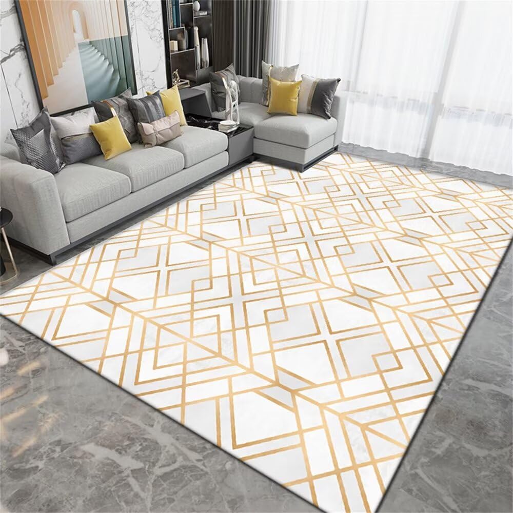 Tapis chambre ado lavable et anti-fouling motif ligne couleur claire