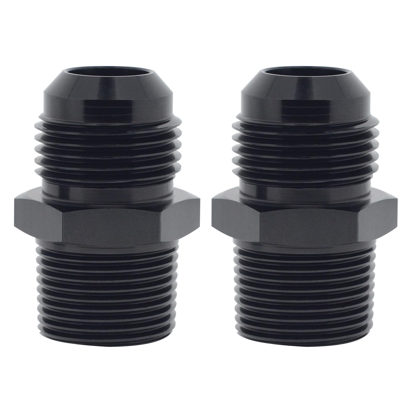 VehiMata 12AN Male Flare to 3/4 NPT Straight Pipe Fitting Adapter Union Connector Aluminum Black 2PCS