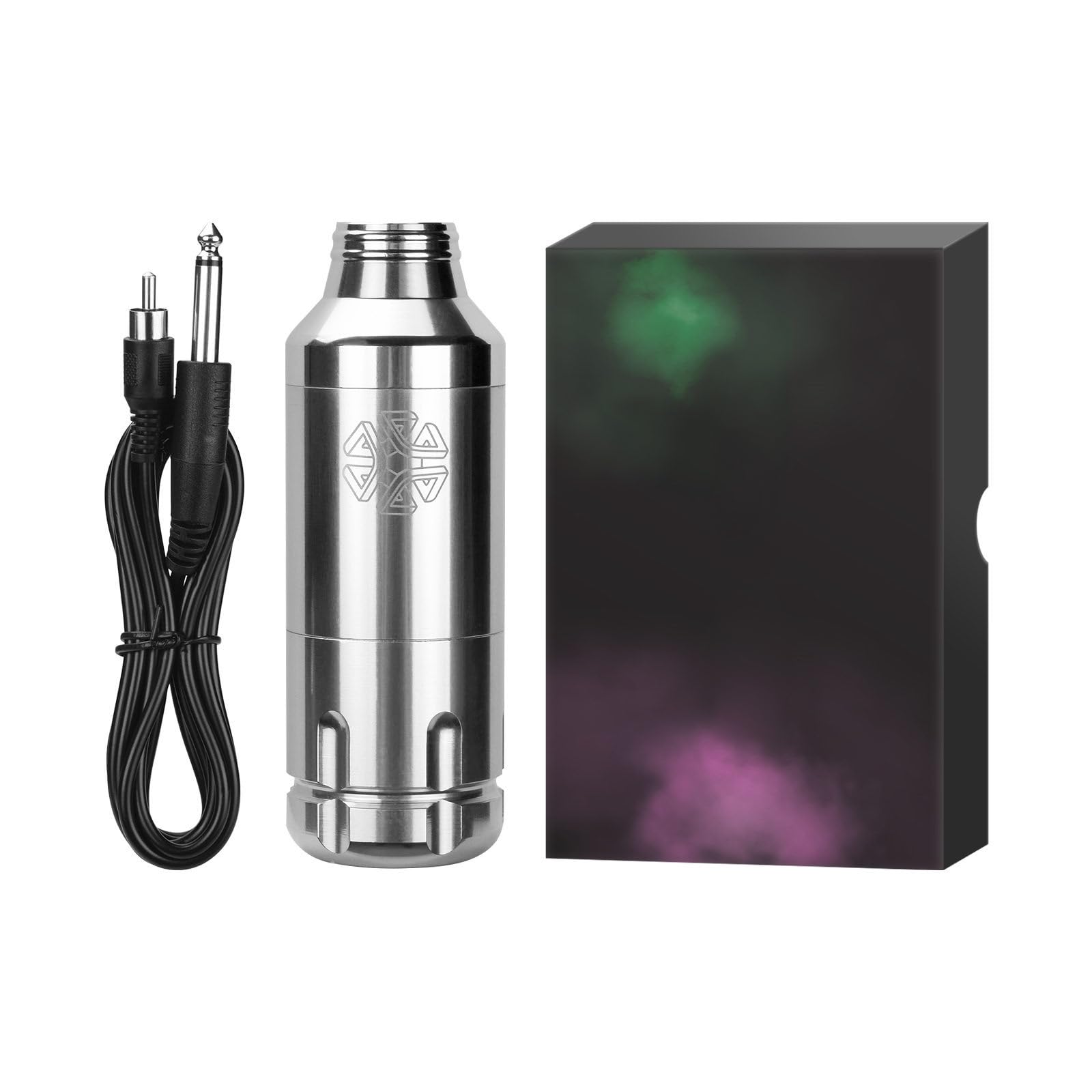 Macchina rotativa compatta per penne per tatuaggi - Macchina per tatuaggi con corsa da 3 mm con motore da 8000 giri/min, profondità della cartuccia regolabile da 0 a 5 mm,Argento