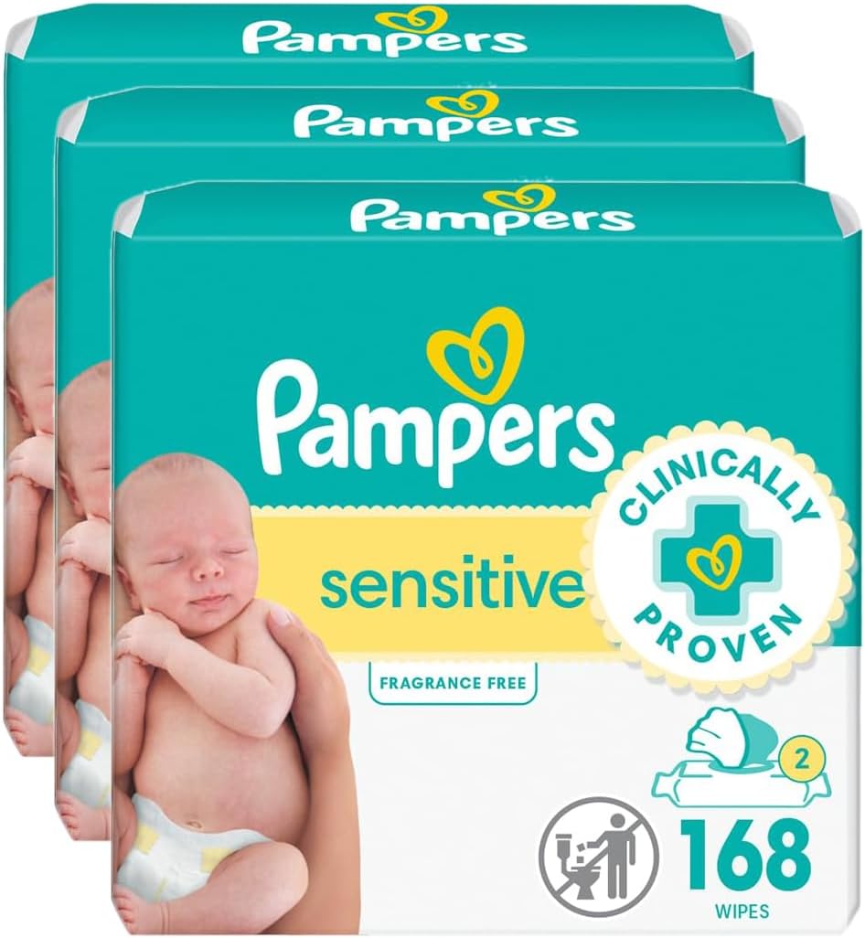 Amazon.com: Pampers Sensitive, Water Based Baby Wipes, 168 Count (Pack