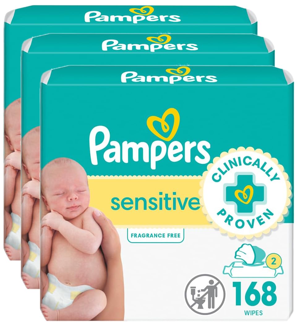 PampersSensitive, Water Based Baby Wipes, 168 Count (Pack of 3)